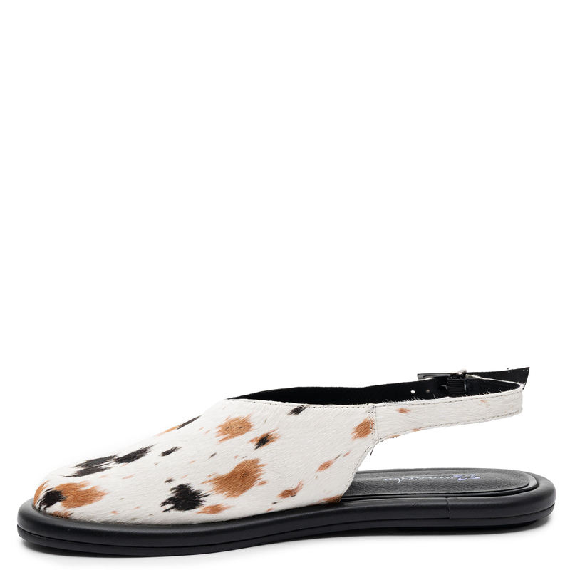 Maciejka Leather Low Shoes Animal Print Open Heel Beige Black K7513-22/00-1