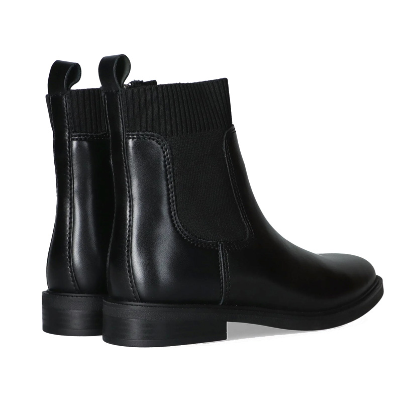 Marco Tozzi Black Leather Women's Ankle Boots with Ribbed Sock Collar Black 2-25320-45-888