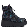 Maciejka Women's Platform Boots, Black with Floral Pattern - Stylish Patterned Shoes