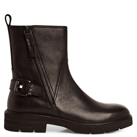 TamariTamaris Leather Flat Ankle Boots With Zipper Boots Buckle Detail Black 1-25421-45-001