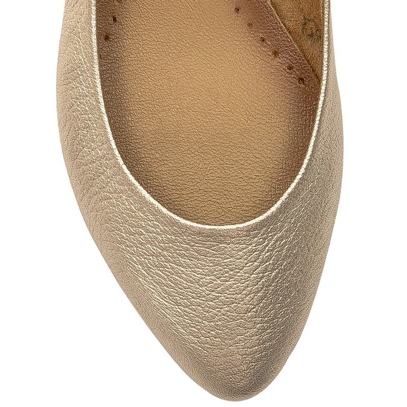Maciejka Leather Ballet Flats Almond Toe Flat Sole Gold 04100-25/00-8