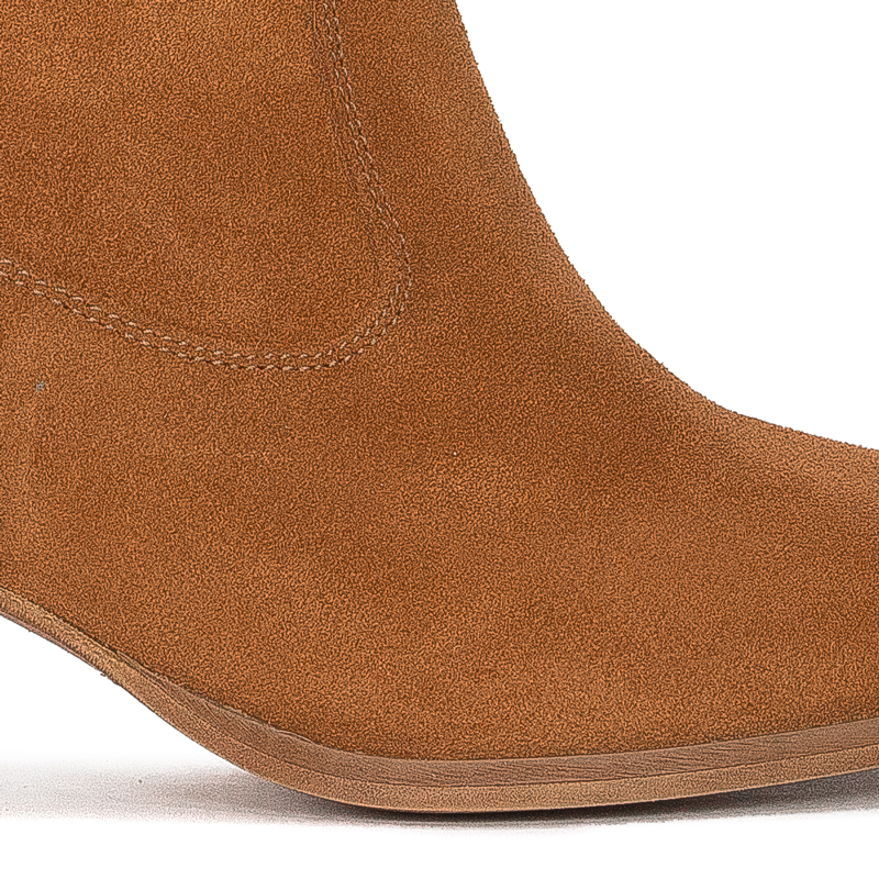 Maciejka Slouch Suede Ankle Boots Block Heel Cognac Brown 06005-29/00-6