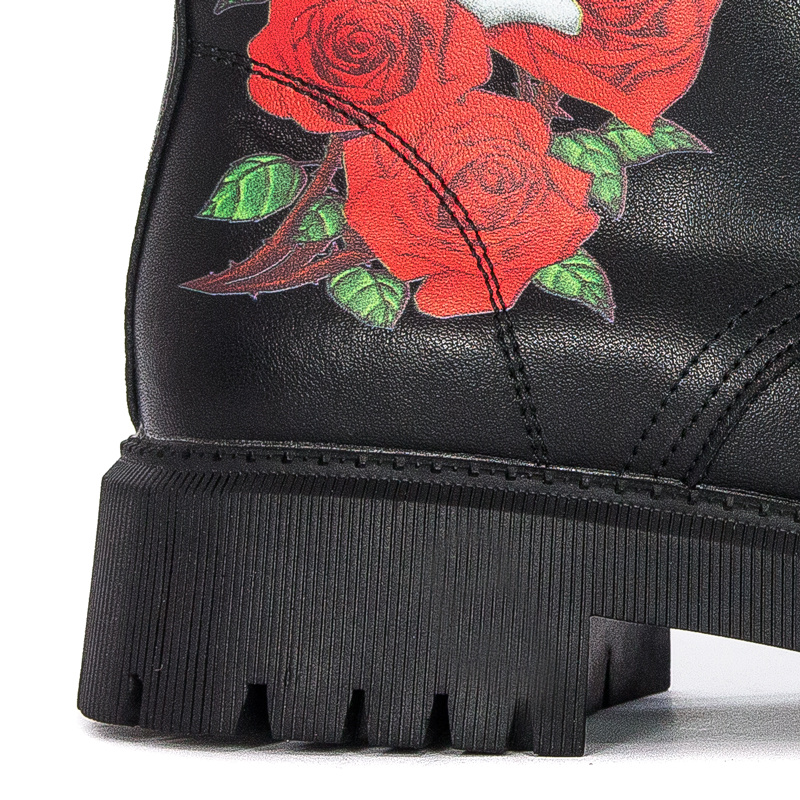 Botki GOE II2N4044 Black Print botki skórzane z czaszką Czarne