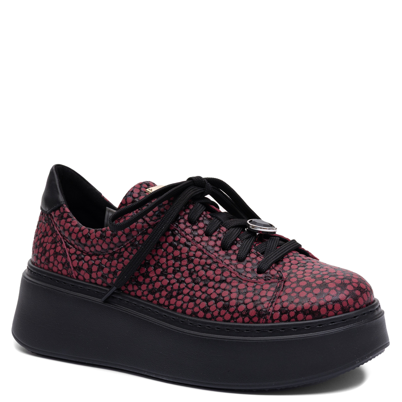 Maciejka Leather Sneakers On The Platform Burgundy Balls 6191W-15/00-8
