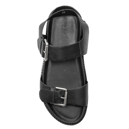 Inuovo Sandały damskie skórzane Black Czarne