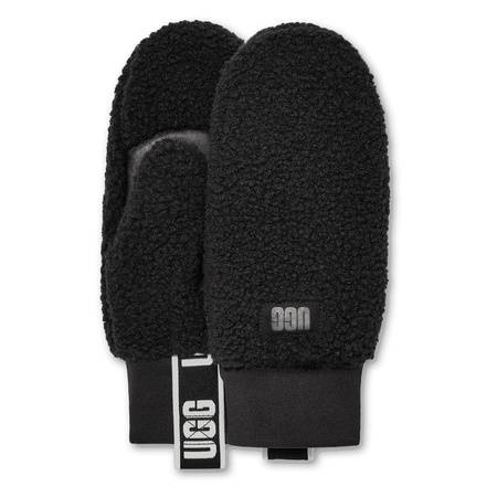 Ugg Women's Gloves in Uggfluff Mitten With Logo Tape Black