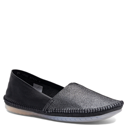 Maciejka Leather Slip-On Shoes Textured Silver-Black 1930W-46/00-0