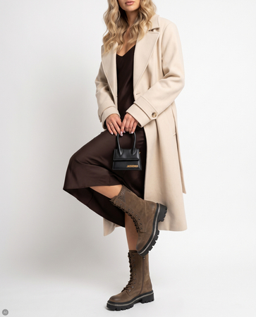 Maciejka Leather Lace-Up Platform Ankle Boots Suede Brown K7808-12/00-7