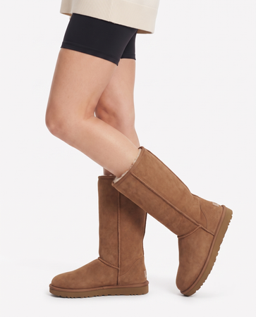 UGG Śniegowce Wysokie Zamszowe z Ociepleniem i Futrem Karmelowe 1016224-CHE