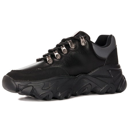 Cross Jeans Sneakersy damskie na platformie Black czarne