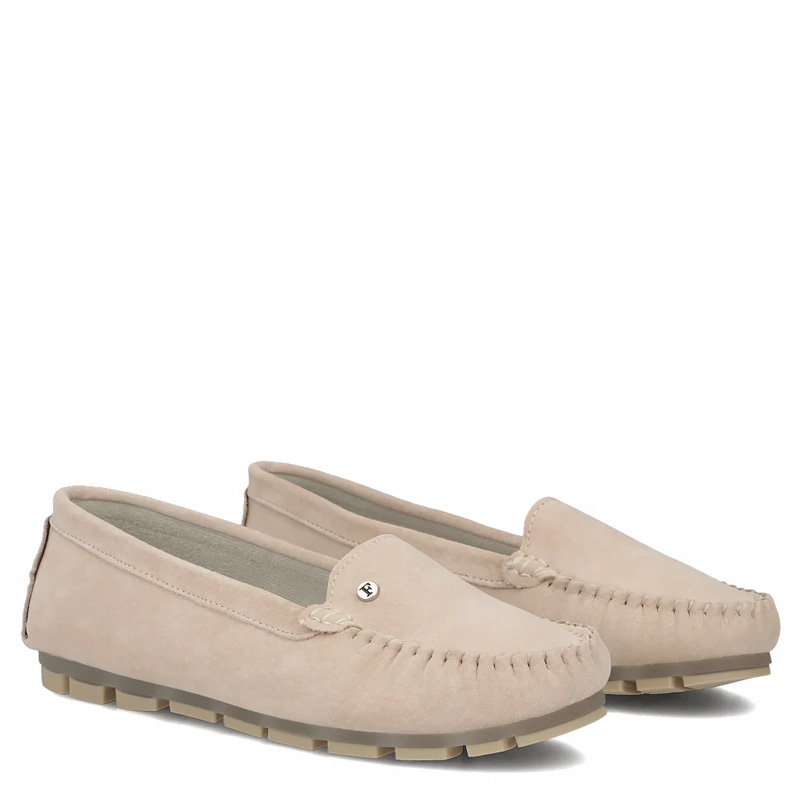 Filippo Leather Flat Loafers Slip-on Low Shoes Beige DP2037-26-BE
