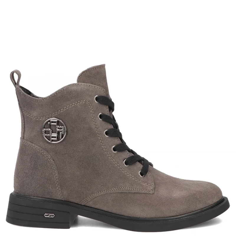 Filippo Women's Leather Lace-Up Ankle Boots Grey DBT7997-26-GR
