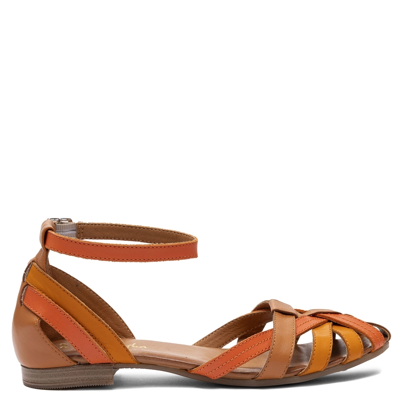 Maciejka Leather Sandals With Closed Heel on Flat Sole Orange P7539-18/00-1