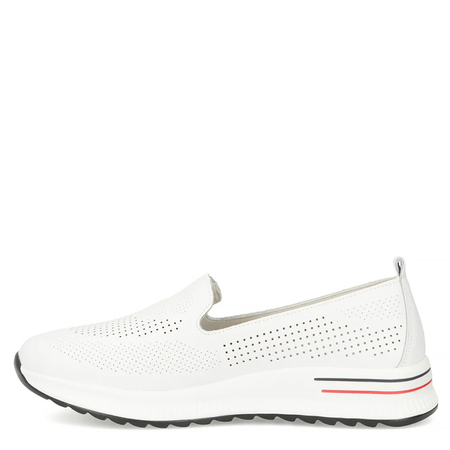 Filippo DP7611 Skórzane Półbuty Sportowe Wsuwane Białe DP7611-26-WH