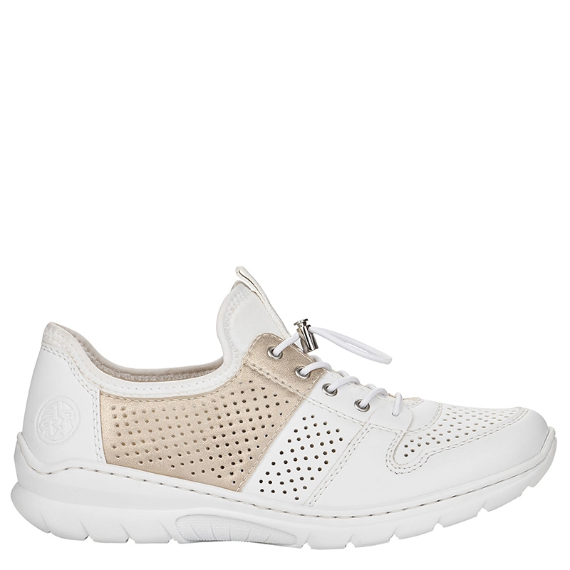 Rieker Perforated Comfort Sneakers White-Gold L3254-80