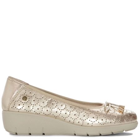Maciejka Leather Perforated Wedge Shoes in Gold P6805-25-00-1