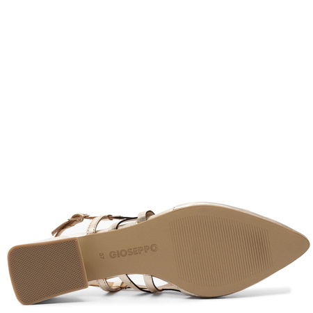 Gioseppo Leather Laser-Cut Slingback Pumps Low Heel Gold 79209-PLATINUM
