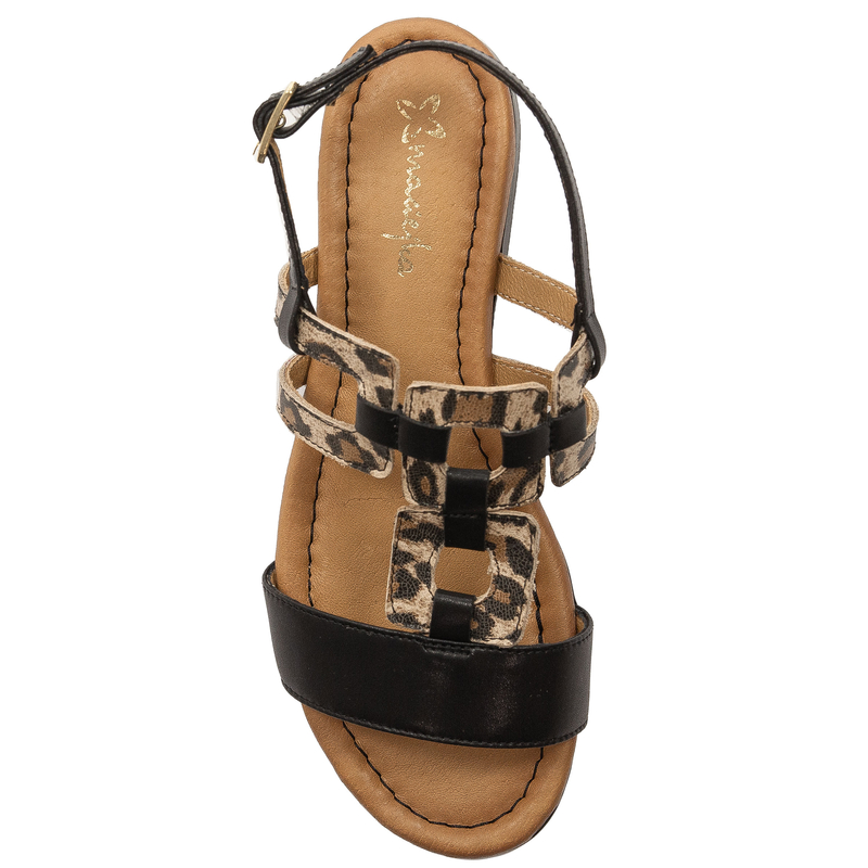 Maciejka Women's Leather Sandals Black Leopard