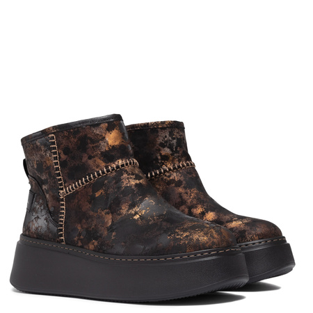 Maciejka Leather Platform Ankle Boots Gold-Black 06257-25/00-4