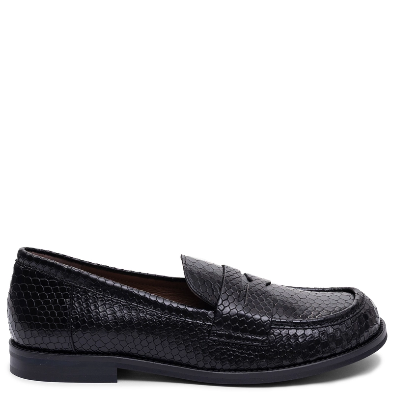 Wonders Women's Leather Loafers Animal Print Black A-4620