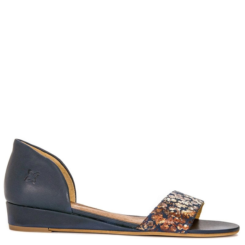 Maciejka Leather Closed-Heel Sandals On Wedge Navy-Multicolour 01971-50/00-5