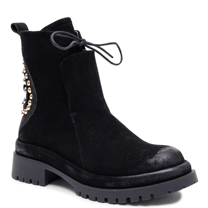Maciejka Leather Lace-Up Boots with Decorative Studs Black K7747-01/00-7