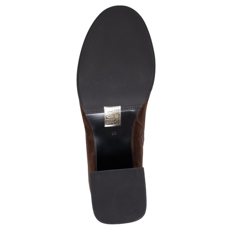 Maciejka Skórzane Botki Na Słupku Damskie Welurowe Czekoladowy Brąz K7202-02/00-8