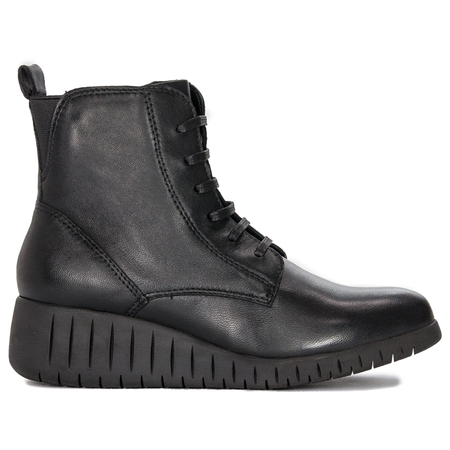 Marco Tozzi Black Comb leather Lace-up Boots