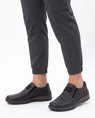 Rieker Leather Slip-On Men’s Shoes Classic Black 05370-00