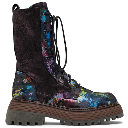 Maciejka Leather Platform Combat Boots With Side Zip Multicolor 06203-39/00-8