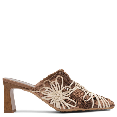 Hispanitas Woven Heeled Mules Floral Cutouts Brown HV264800-NATURALE