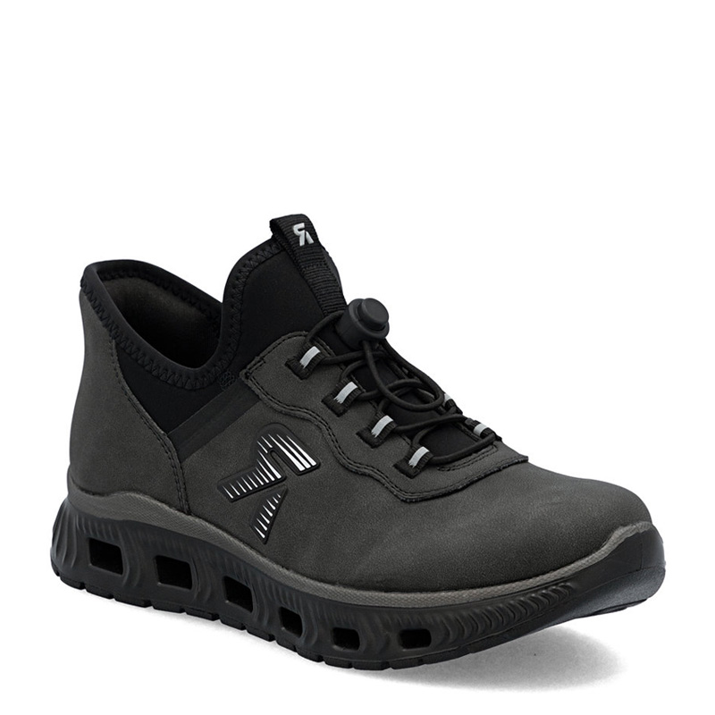 Rieker Comfortable Elastic-Lace Low Shoes Cushioning Sole Black M6065-45-BLACK