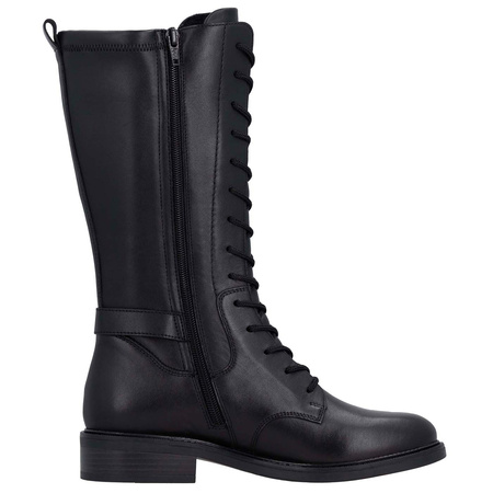 Rieker Lace-Up Tall Boots With Side Zip Black D2W71-00
