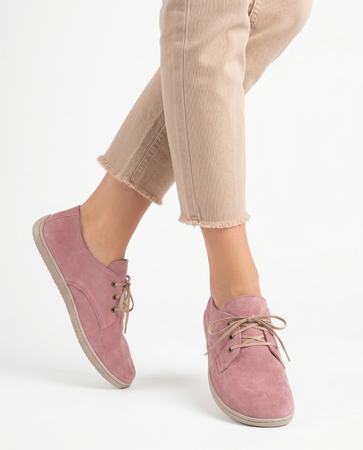 Maciejka Leather Suede Lace-up Shoes Pink 06900-15/00-1