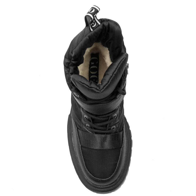 GOE Women's platform leather black boots