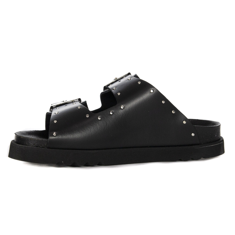 Scholl Women's leather flip-flops Beatriz Black