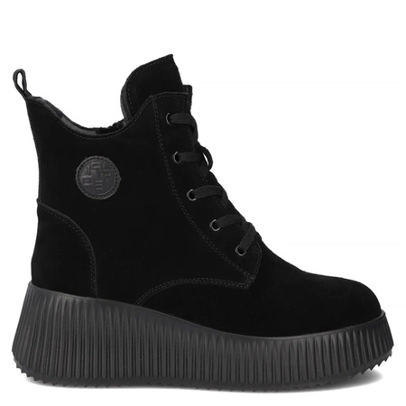 Filippo Leather Platform Ankle Boots Insulated Black DBT7288-25-BK