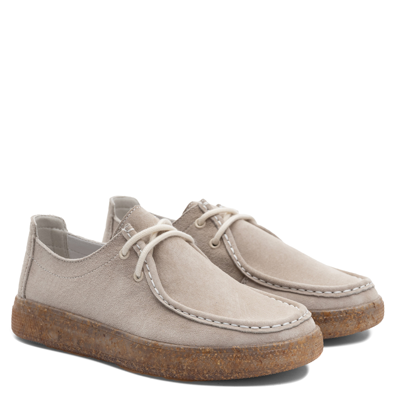 Sokolski Women's Leather Lace-Up Shoes Beige GR-W26-335-BEIGEZ