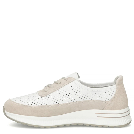 Filippo Leather Sneakers Openwork White-Beige DP6717-26-WH-GR