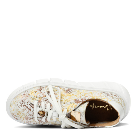 Maciejka Leather Sneakers Platform White-Gold 06891-11/00-8