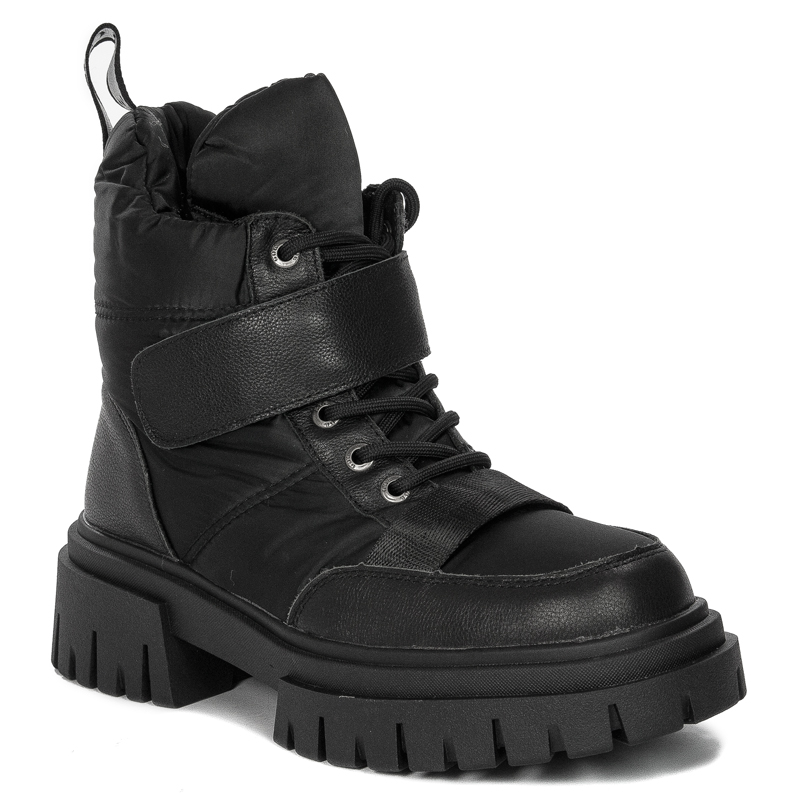 GOE Women's platform leather black boots