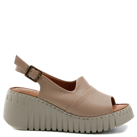 Artiker Leather Wedge Sandals Brown 54C0788-L-BROWN
