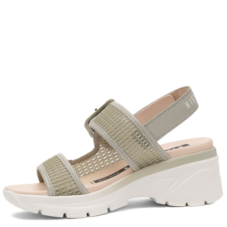 Hispanitas Leather Platform Sandals With Adjustable Strap Green HV264636-ALGA