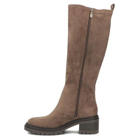 Filippo Classic Suede Block Heel Knee-High Boots Beige DKZ8310-26-TP