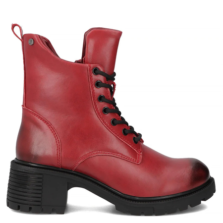 Filippo Leather Insulated Ankle Boots On Block Heel Red DBT6501-25-RD