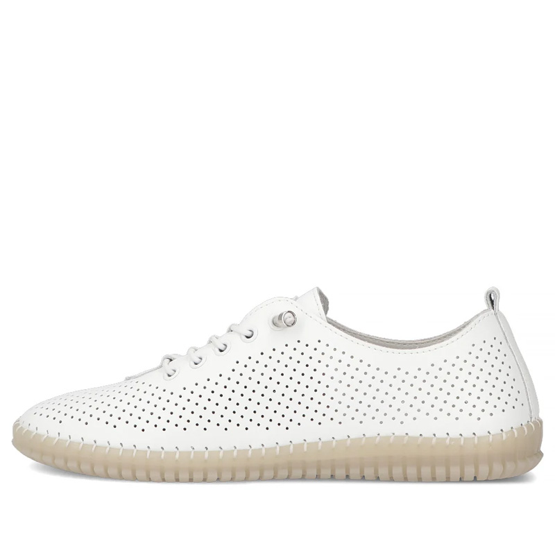 Filippo Leather Perforated Sneakers Lightweight Comfort White DP6140-26-WH