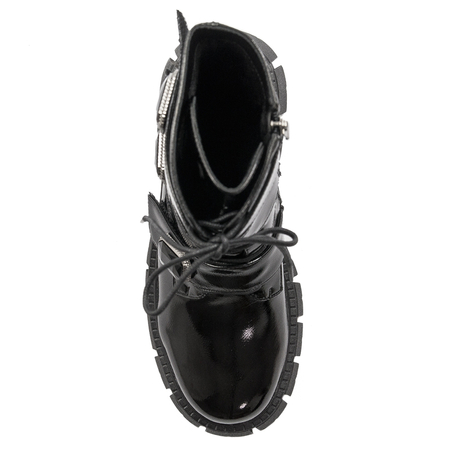 S.Barski Women's Ankle Boots Black Lacquered