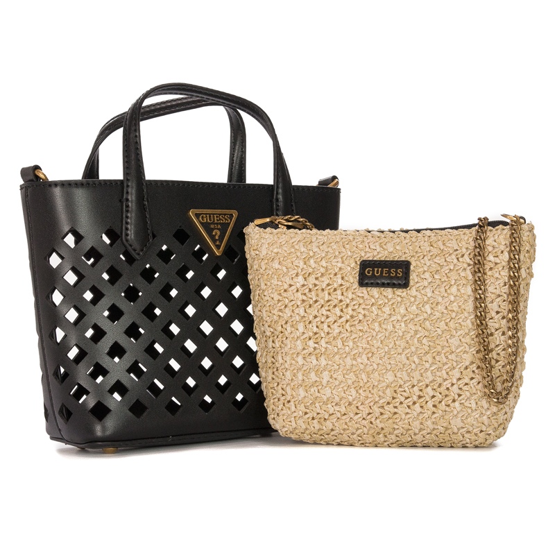 Guess Women's Aqua Mini Tote Bla Black bag