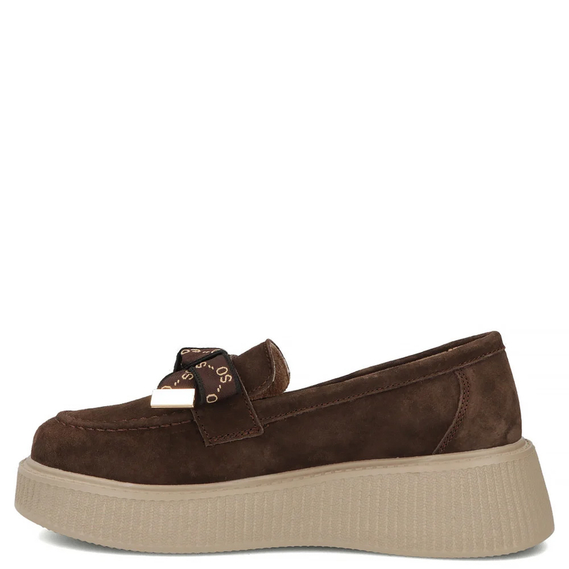 Filippo Suede Platform Penny Loafers Chocolate Brown DP8293-26-D-BR