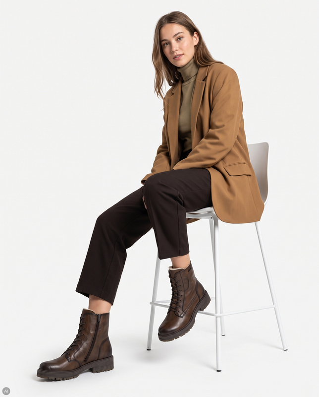 Rieker 75800-25 Insulated Ankle Boots Lace Up Brown 75800-25-BZN